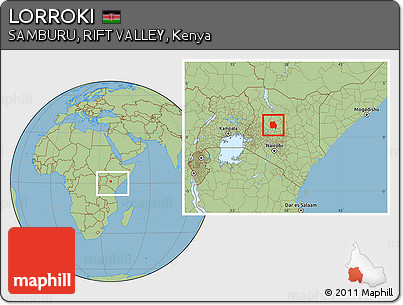 Savanna Style Location Map of LORROKI, within the entire country