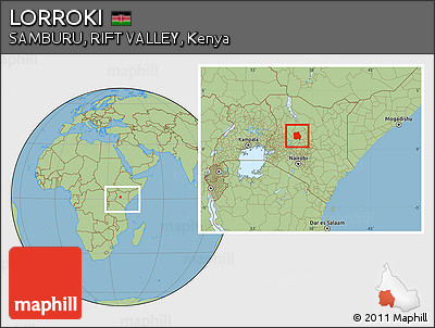Savanna Style Location Map of LORROKI, within the entire country