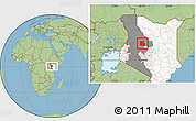 Savanna Style Location Map of LORROKI, highlighted country, highlighted grandparent region