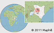 Savanna Style Location Map of LORROKI, highlighted country, highlighted parent region, within the entire country