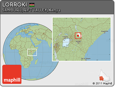 Savanna Style Location Map of LORROKI, highlighted parent region, within the entire country