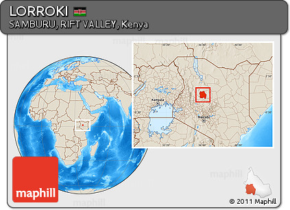 Shaded Relief Location Map of LORROKI