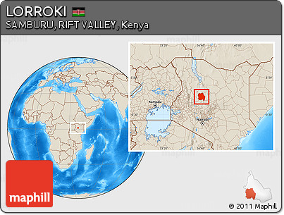 Shaded Relief Location Map of LORROKI