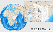 Shaded Relief Location Map of LORROKI, highlighted country, highlighted parent region