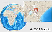 Shaded Relief Location Map of LORROKI, highlighted parent region, highlighted grandparent region, within the entire country