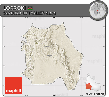 Shaded Relief Map of LORROKI, cropped outside