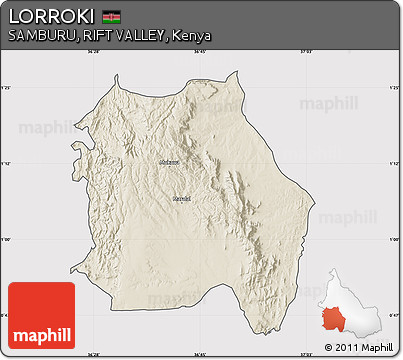 Shaded Relief Map of LORROKI, cropped outside