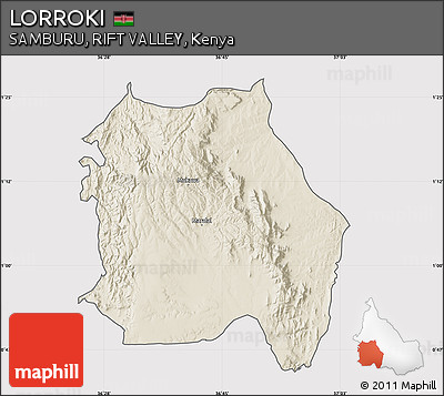 Shaded Relief Map of LORROKI, cropped outside