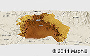 Physical Panoramic Map of LORROKI, shaded relief outside