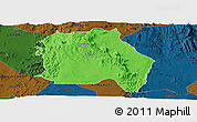Political Panoramic Map of LORROKI, darken