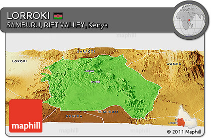 Political Panoramic Map of LORROKI, physical outside