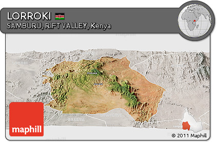 Satellite Panoramic Map of LORROKI, lighten, semi-desaturated