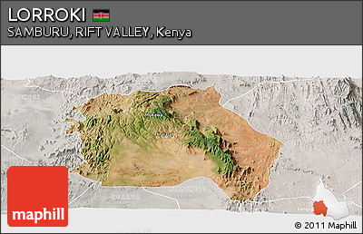 Satellite Panoramic Map of LORROKI, lighten, semi-desaturated