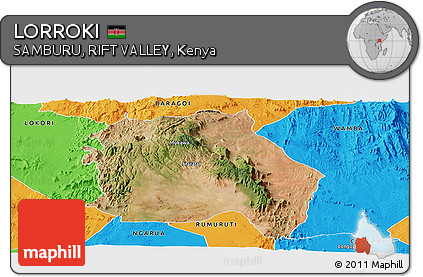 Satellite Panoramic Map of LORROKI, political outside