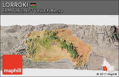Satellite Panoramic Map of LORROKI, semi-desaturated