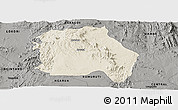 Shaded Relief Panoramic Map of LORROKI, darken, semi-desaturated