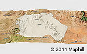 Shaded Relief Panoramic Map of LORROKI, satellite outside