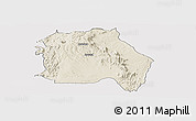 Shaded Relief Panoramic Map of LORROKI, single color outside