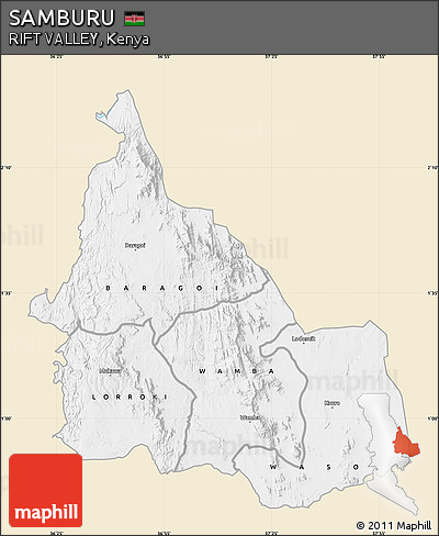 Classic Style Map of SAMBURU, single color outside