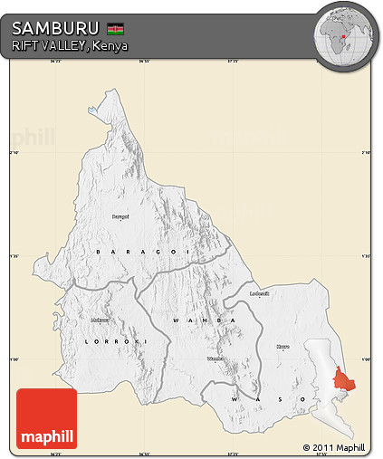 Classic Style Map of SAMBURU, single color outside