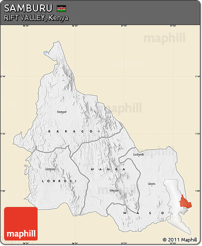 Classic Style Map of SAMBURU, single color outside