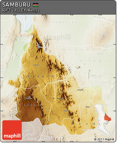 Physical Map of SAMBURU, lighten