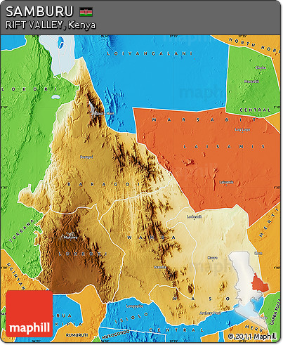 Physical Map of SAMBURU, political outside