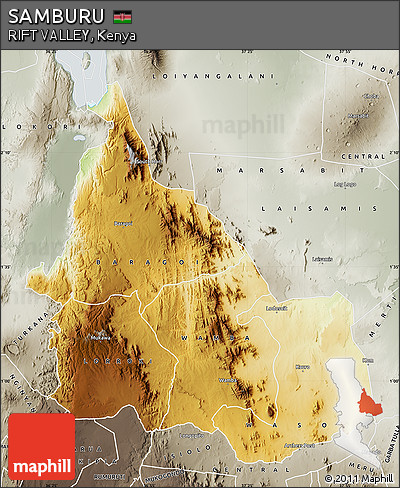 Physical Map of SAMBURU, semi-desaturated