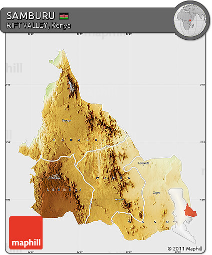Physical Map of SAMBURU, single color outside