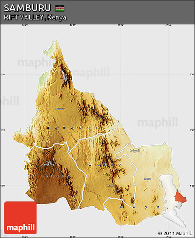 Physical Map of SAMBURU, single color outside