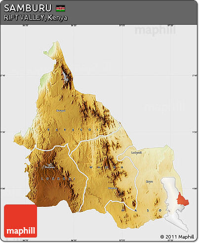 Physical Map of SAMBURU, single color outside