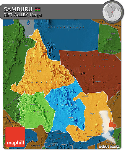 Political Map of SAMBURU, darken