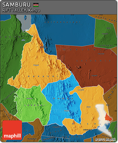 Political Map of SAMBURU, darken