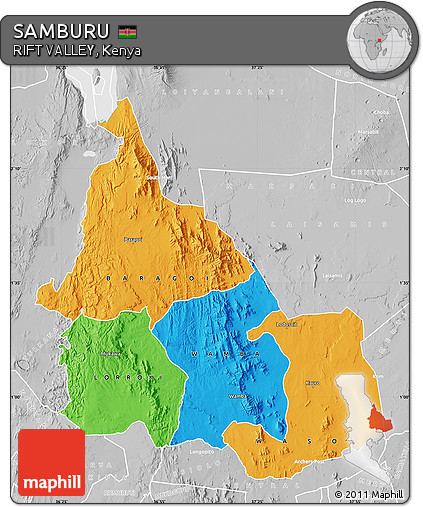 Political Map of SAMBURU, lighten, desaturated