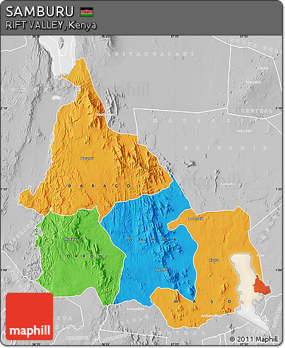 Political Map of SAMBURU, lighten, desaturated