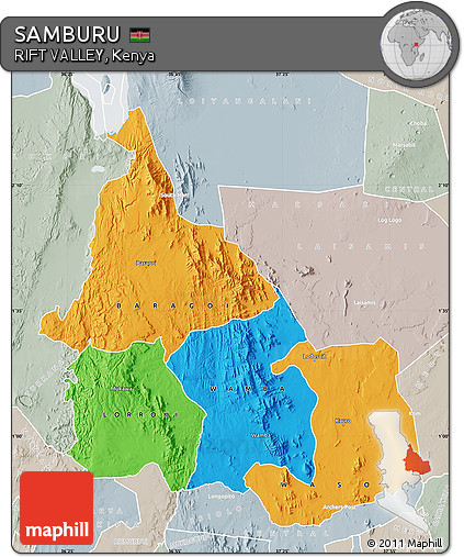 Political Map of SAMBURU, lighten, semi-desaturated