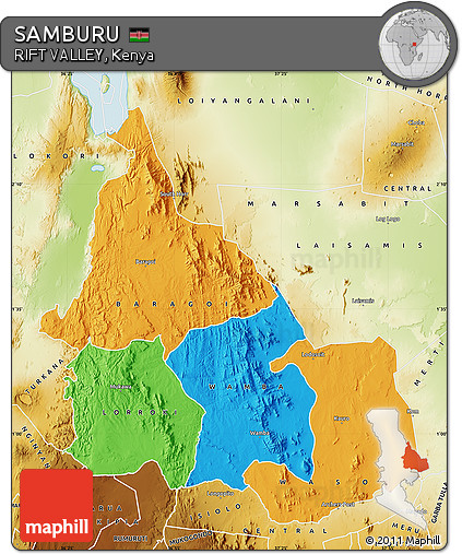 Political Map of SAMBURU, physical outside
