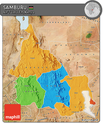 Political Map of SAMBURU, satellite outside