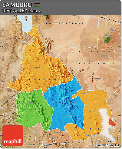Political Map of SAMBURU, satellite outside