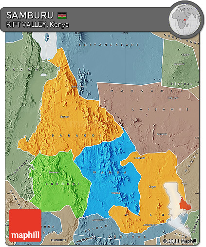 Political Map of SAMBURU, semi-desaturated