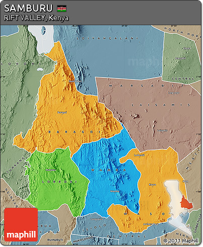 Political Map of SAMBURU, semi-desaturated