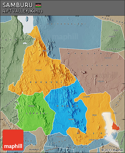 Political Map of SAMBURU, semi-desaturated