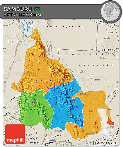 Political Map of SAMBURU, shaded relief outside