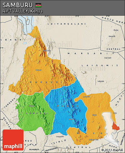 Political Map of SAMBURU, shaded relief outside