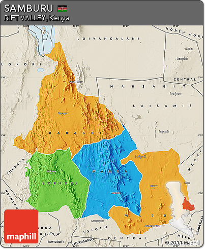 Political Map of SAMBURU, shaded relief outside