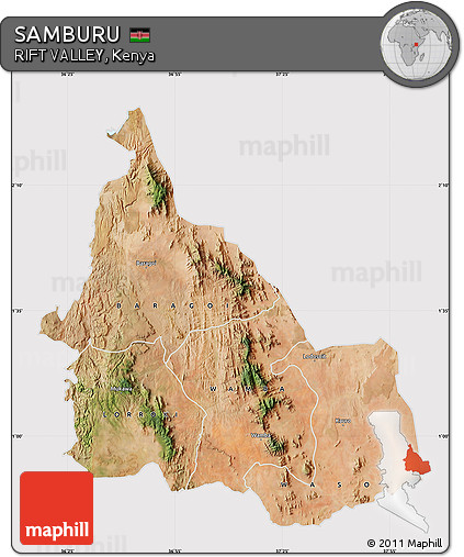 Satellite Map of SAMBURU, cropped outside