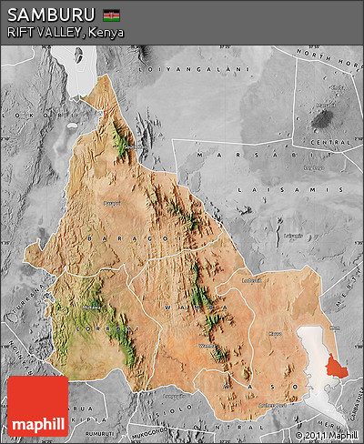 Satellite Map of SAMBURU, desaturated
