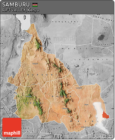 Satellite Map of SAMBURU, desaturated