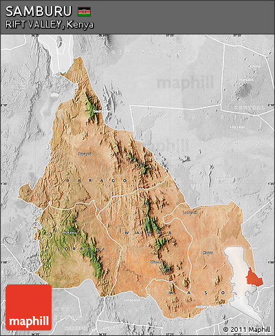 Satellite Map of SAMBURU, lighten, desaturated