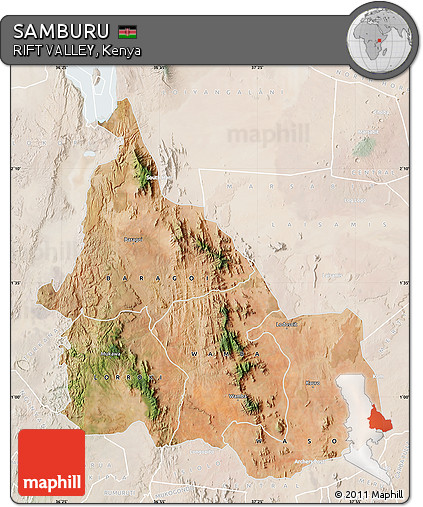 Satellite Map of SAMBURU, lighten